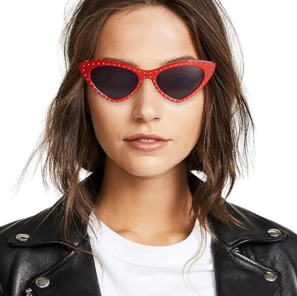 MOSCHINO- 52MM Studded Cat Eye Sunglasses- Red - Picture 2 of 9